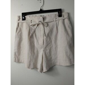 Deluc Helga Linen blend  High Tie Waist Shorts Beige Women's Size Large Summer‎